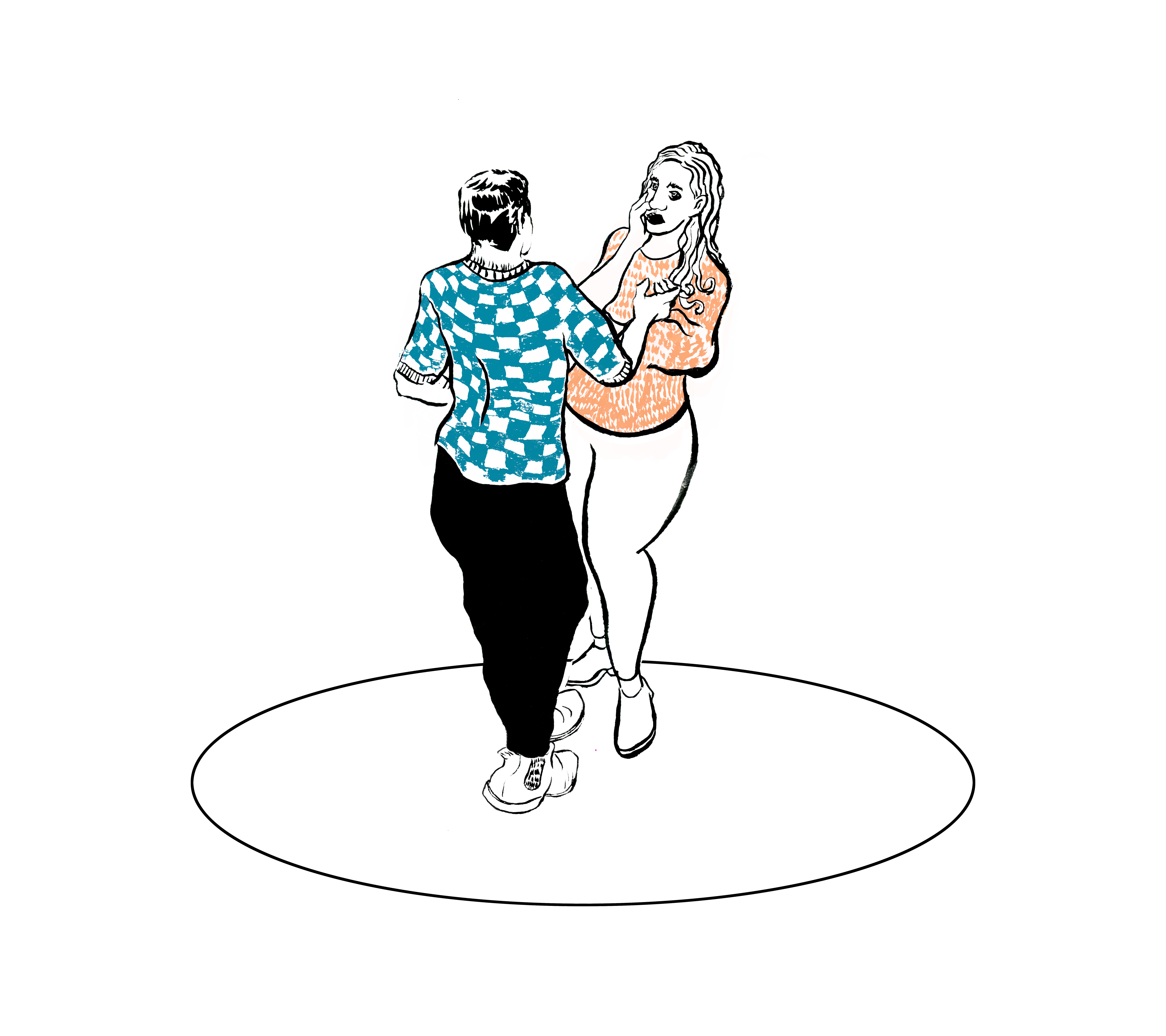 illustration of two people stood talking